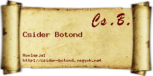 Csider Botond névjegykártya